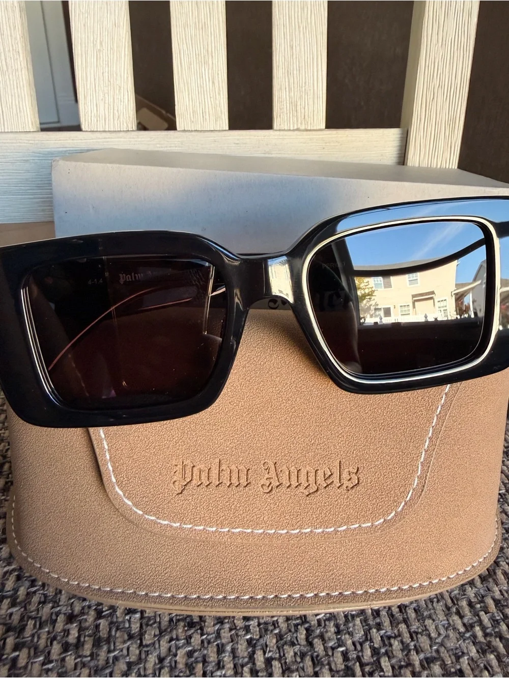 Palm Angels Black Sunglasses with Gold Palm Logo